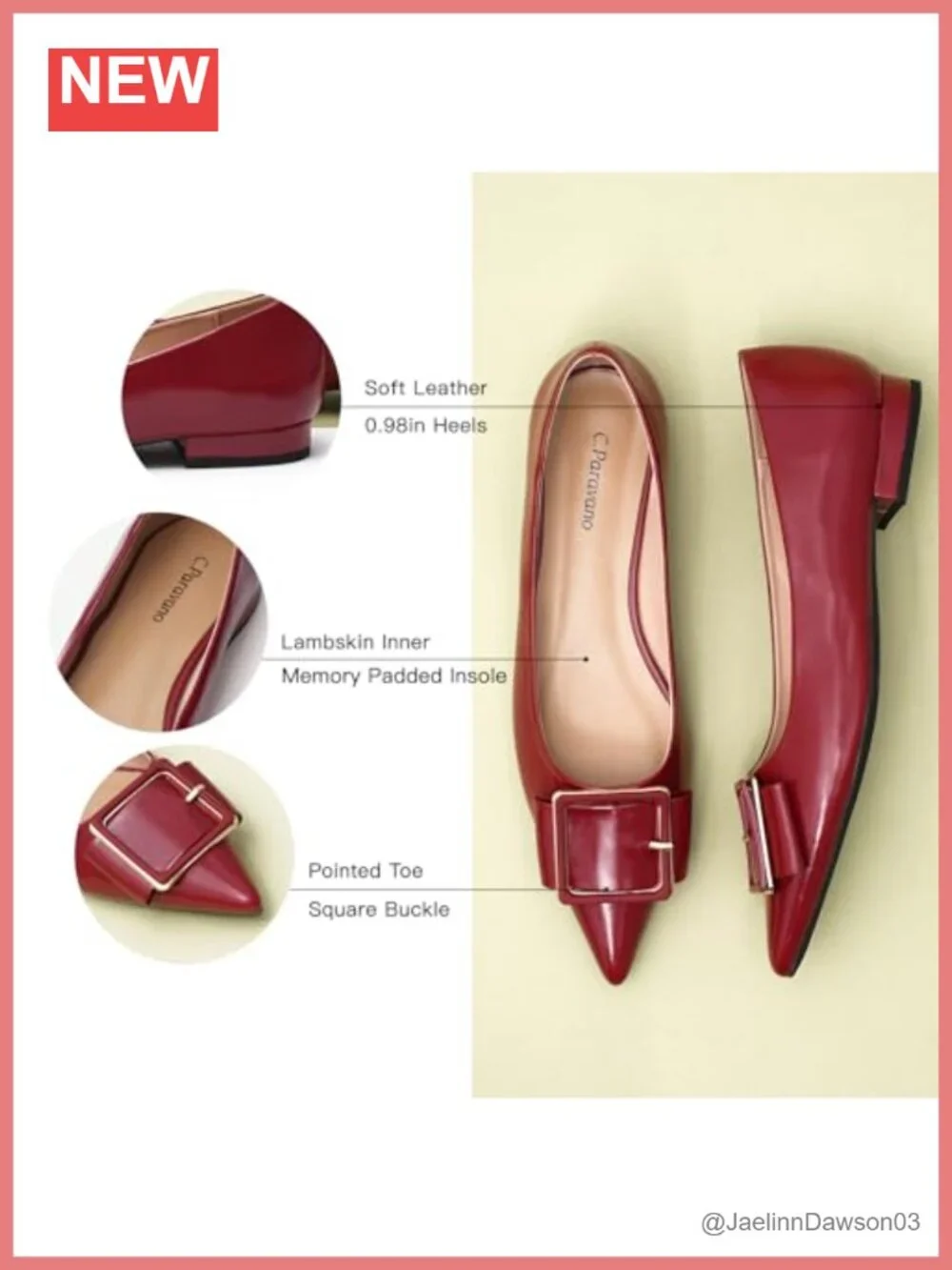 Lambskin Leather Pointed Toe Ballet Flats with Memory Insole